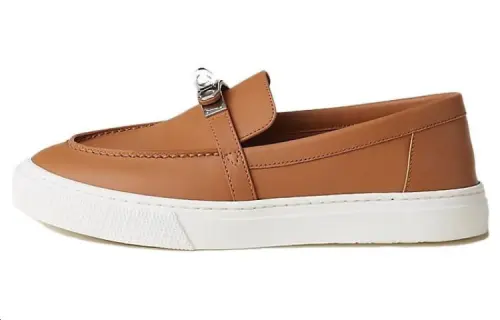 HERMES Game Calfskin Women's Casual Shoes Women's Khaki, Black