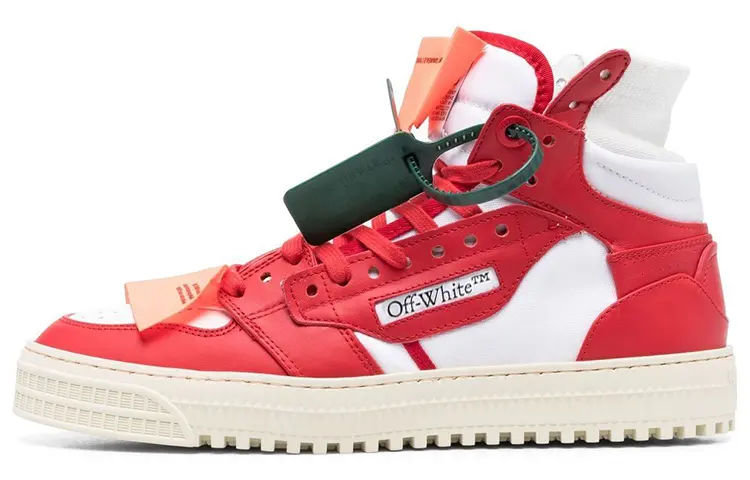 OFF WHITE Off Court Leather High top Stylish Skateboarding Shoes Men's Red