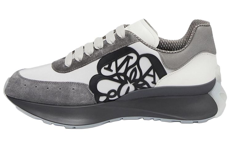 Мужские кроссовки Alexander McQueen Sprint Runner (бело-серые)