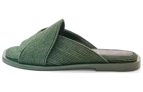 LOEWE Petal Comfortable Round Toe Slide Slippers Men's Dark Green