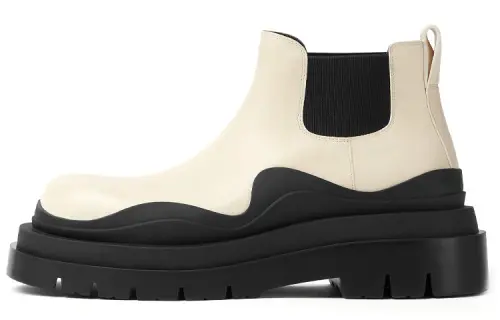 Bottega Veneta Wmns Tire Cropped Boot 'Sea Salt Black' Women's