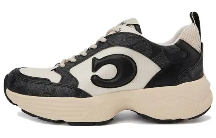 COACH Textile, Leather Low top Casual Shoes Women's Beige Black