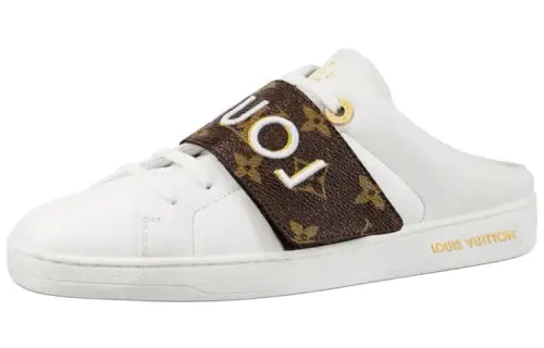 LOUIS VUITTON Frontrow Closed Toe Slippers Women's White Brown