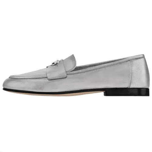 LOUIS VUITTON Soho Sheepskin Loafers Women's Silver