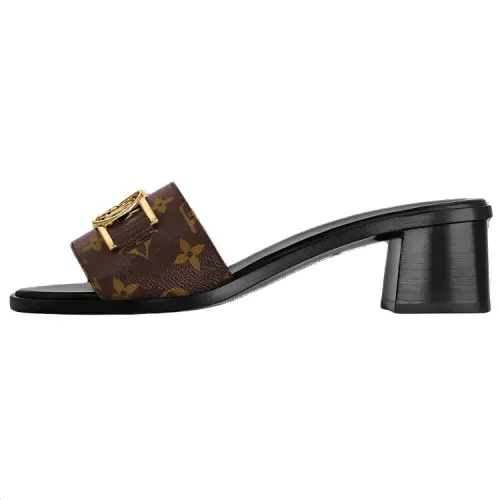 LOUIS VUITTON Lock It Slide Slippers Women's Brown