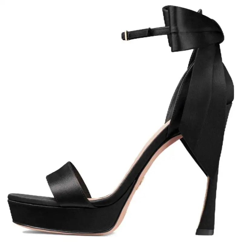 DIOR Satin One Strap Sandals Women's Black
