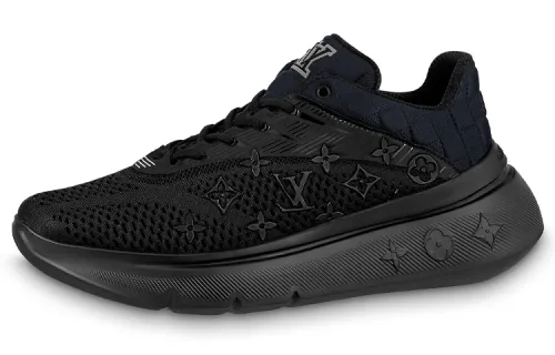 LOUIS VUITTON Show Up Textile, Leather Fashion Abrasion Resistant Abrasion Resistant Low top Casual Shoes Men's Black
