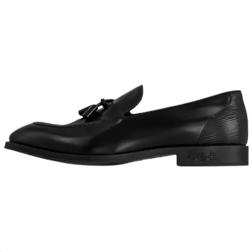 LOUIS VUITTON Kensington Cow Leather Loafers Men's Black