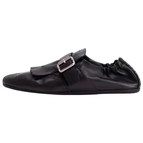 PRADA Cow Leather Casual Shoes Women's Black