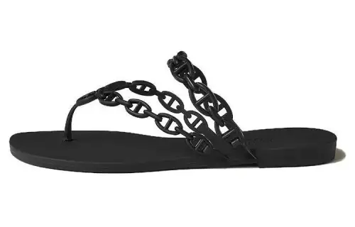 HERMES Rubber Sole No Special Function Flip Flops Women's Black