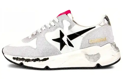 Golden Goose Running Sole Casual Shoes Women's Low Top Silver White/Black