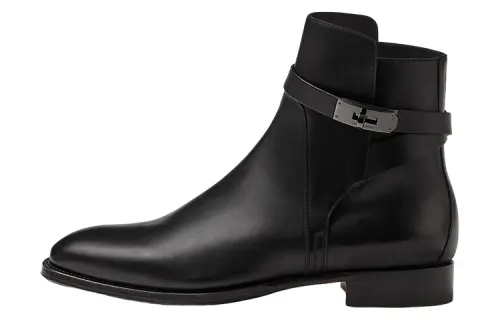HERMES Leather Ankle Boots 2.8cm Men's Black