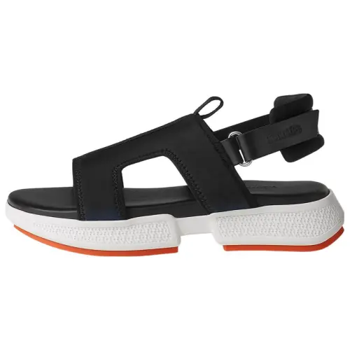 HERMES Gate Fabric Beach Sandals Men's Black