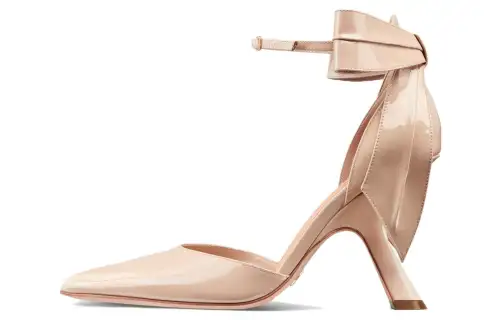 DIOR Patent Leather Slim Heel High Heels 10cm Women's Nude