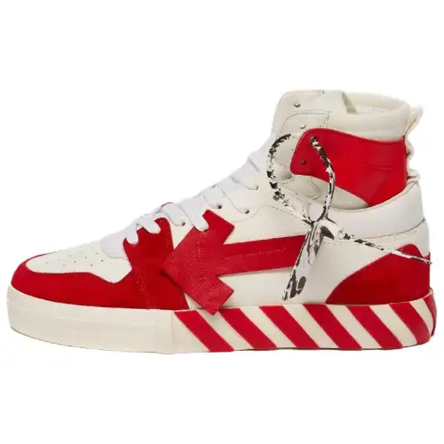 OFF WHITE Vulcanized Hi Top White Red