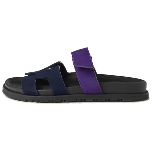 HERMES Chypre Slide Slippers Men's Blue