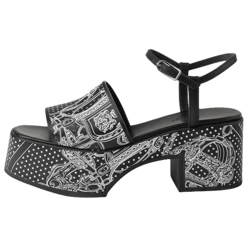 HERMES Kervella One Strap Sandals 7.5cm Women's Black