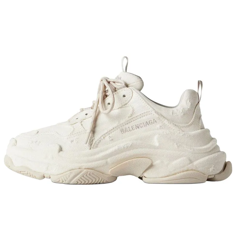 Balenciaga Triple S Canvas Low top Chunky Sneakers Women's Ecru
