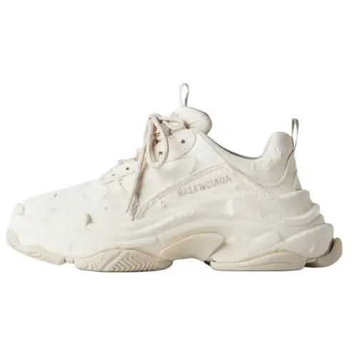 Balenciaga Triple S Canvas Low top Chunky Sneakers Women's Ecru
