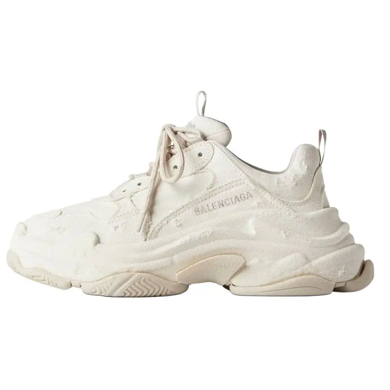 Balenciaga Triple S Canvas Low top Chunky Sneakers Women's Ecru