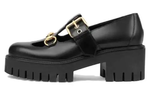 Gucci Wmns Lug Horsebit 30mm Platform Loafer 'Black' Women's
