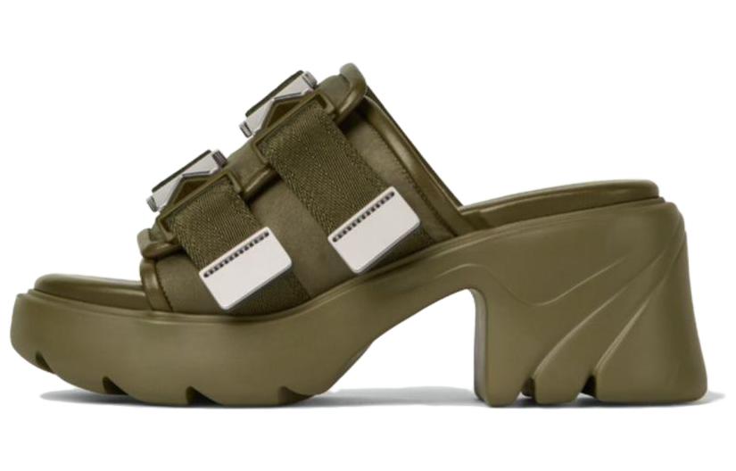Bottega Veneta Flash Chunky Heel Slide Slippers 8cm Women's Green