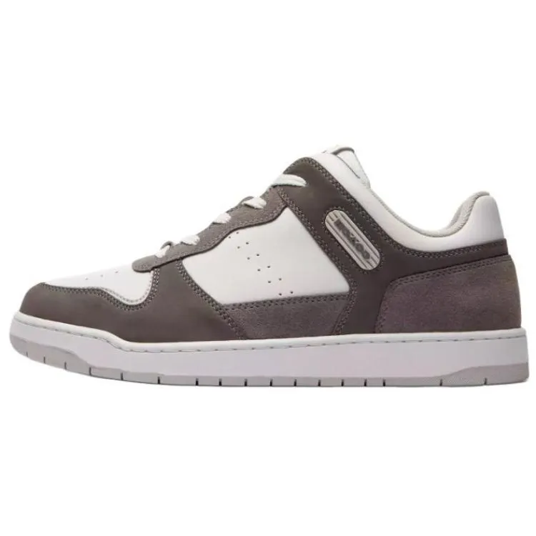 COACH C201 Leather Low top Skateboard Shoes Men's White Gray