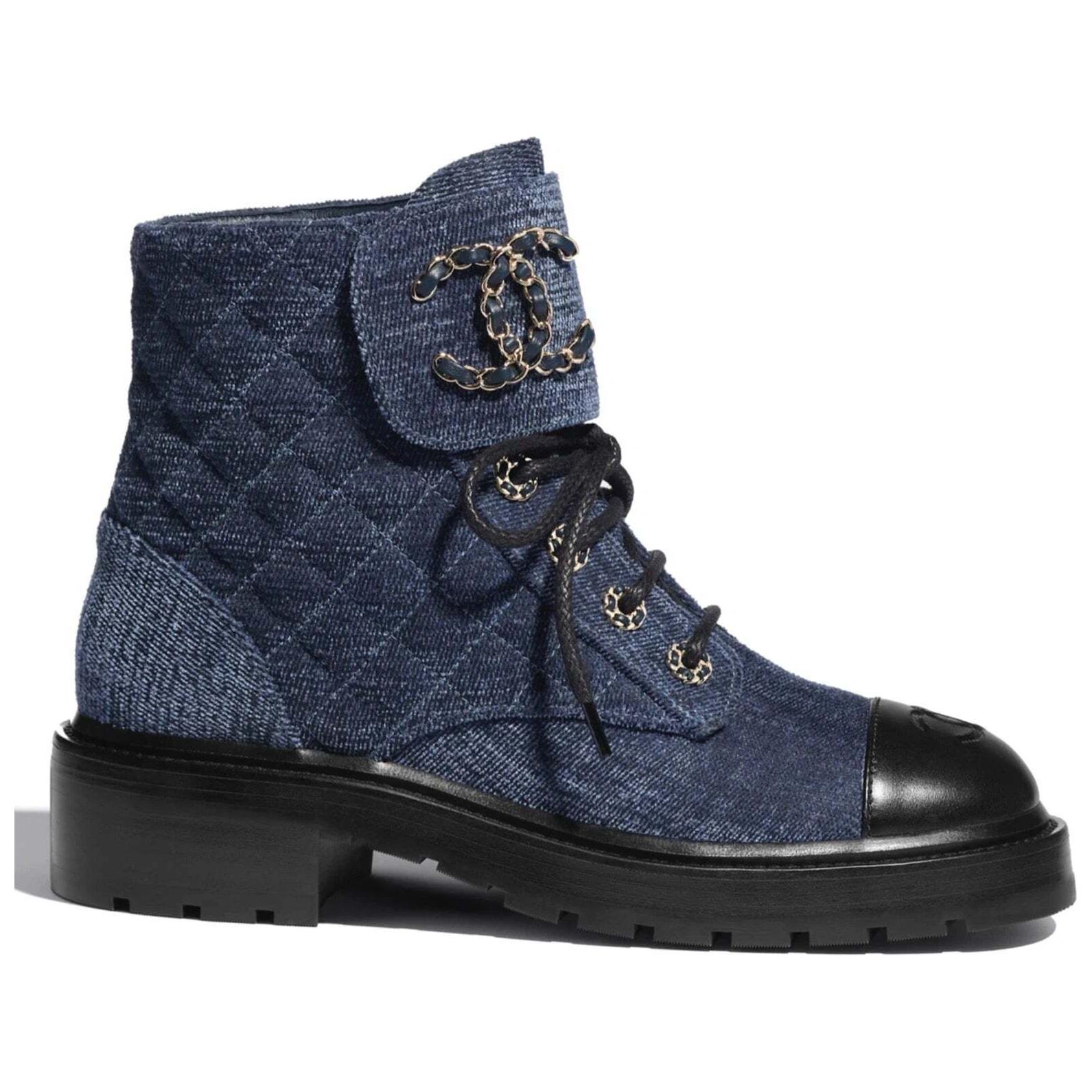 Женские ботинки CHANEL (сине-черный) — фото 2