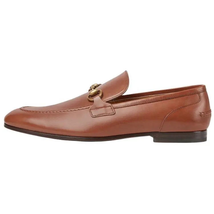 GUCCI Jordaan Leather Loafers Men's Brown