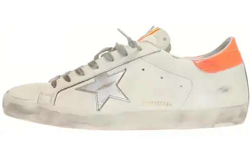 Golden Goose Super Star Low top Skateboard Shoes Men's White Orange