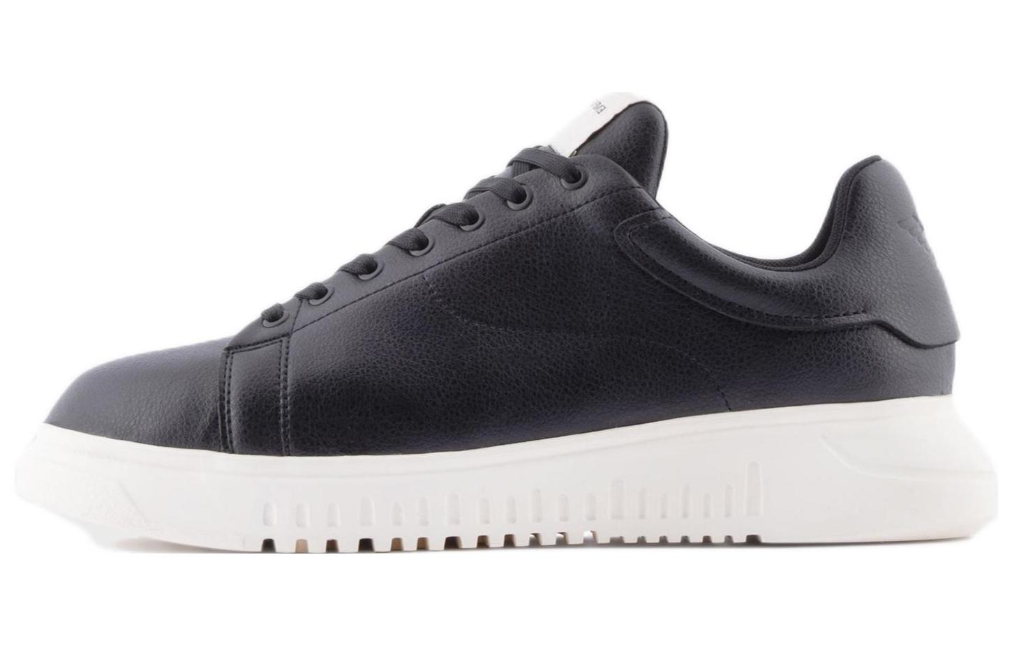 EMPORIO ARMANI Cow Leather Low top Skateboard Shoes Men's Black