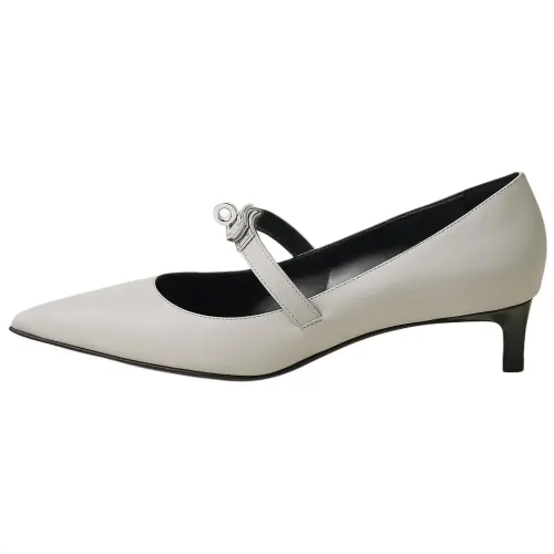 HERMES Kiara 40 Slim Heel High Heels 4cm Women's Light Gray