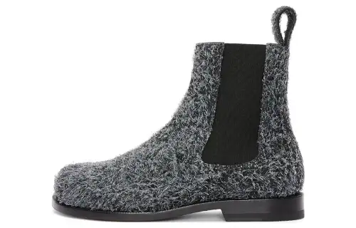 LOEWE Suede Short Chelsea Boots 1.5cm Women's Carbon