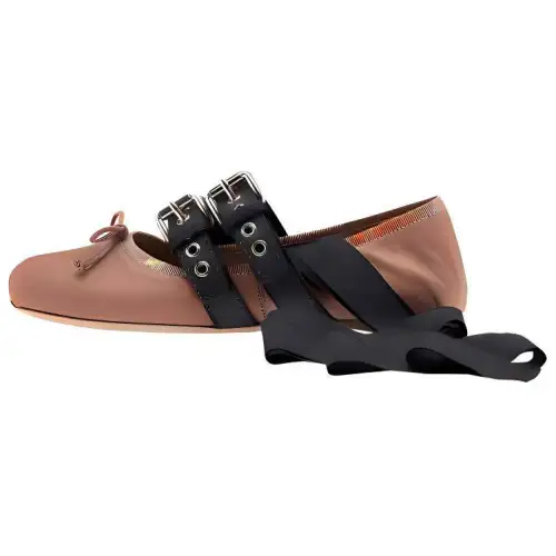 MIU MIU Leather Casual Shoes Women's Nude