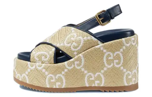 GUCCI Fabric One Strap Sandals 10.5cm Women's Ecru