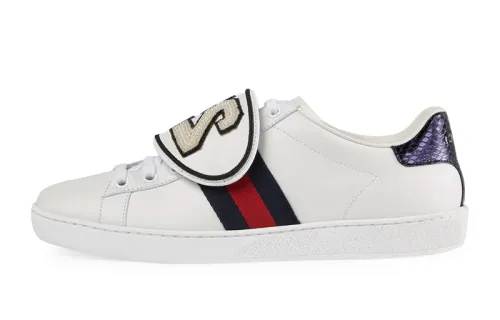 GUCCI Leather Low top Stylish Skateboarding Shoes Women's White