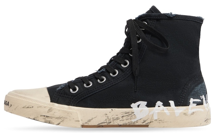 Мужские кеды Balenciaga Paris High Top Graffiti (черные)