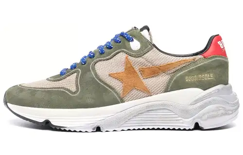 Golden Goose Running Sole Green Beige Sand White