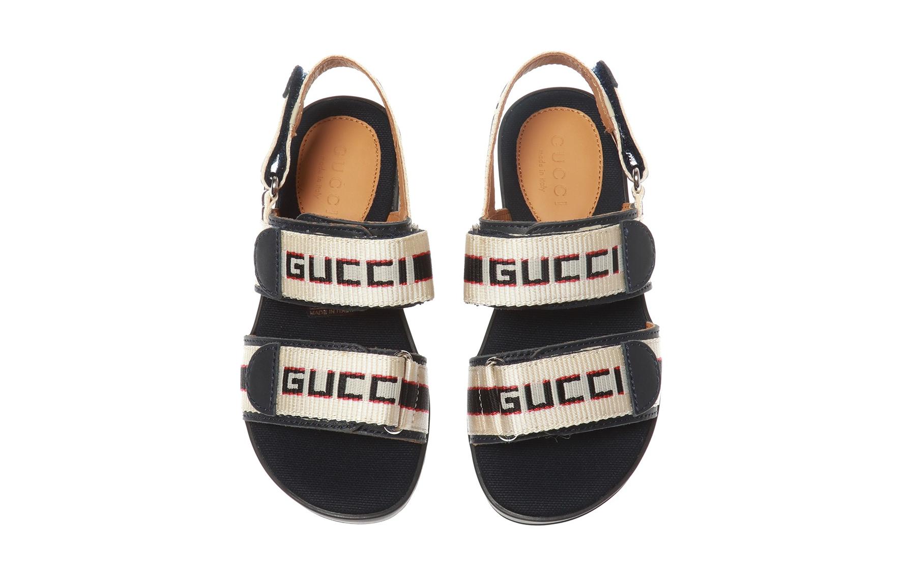 Детские сандалии Gucci (сине-бежевые) — фото 3