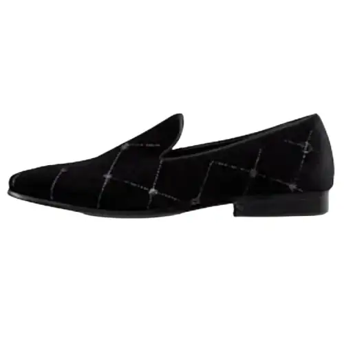 LOUIS VUITTON Auteuil Velvet Loafers 'Black With Silver Logo Lines'
