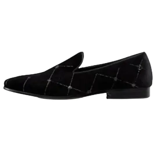 LOUIS VUITTON Auteuil Velvet Loafers 'Black With Silver Logo Lines'