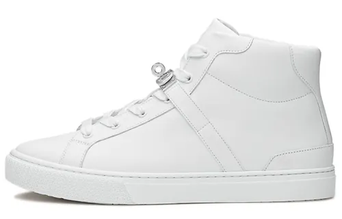 HERMES Daydream Cow Leather Skateboard Shoes Women's White Silver