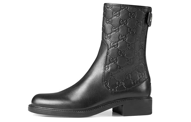 GUCCI Leather Fashion Ankle Boots Women's Black