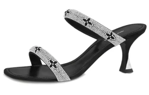 LOUIS VUITTON Sparkle Slide Slippers 6.5cm Women's Black