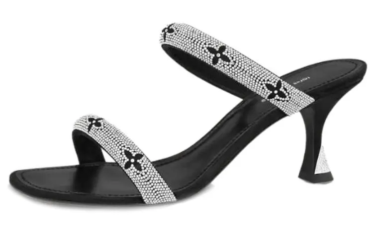 LOUIS VUITTON Sparkle Slide Slippers 6.5cm Women's Black