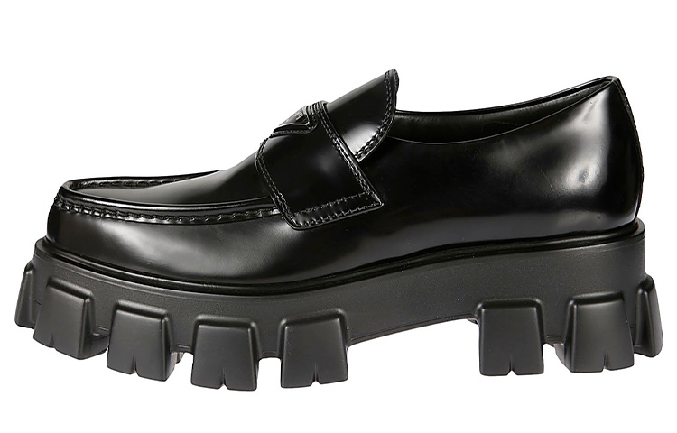 PRADA Monolith Leather Platform Shoes Men's Black