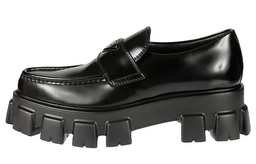 PRADA Monolith Leather Platform Shoes Men's Black