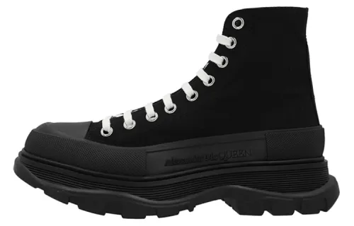 Alexander McQueen Tread Slick Canvas High Top Sneakers 'Black White'