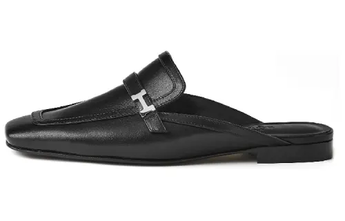 HERMES Groupie Closed Toe Slippers Women's Black