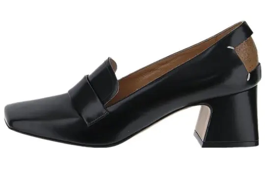 Maison Margiela Leather Slip on Mary Jane Shoes Women's Black